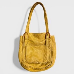 328 Pilcro and the Letterpress Yellow Leather Shoulder Tote Bag